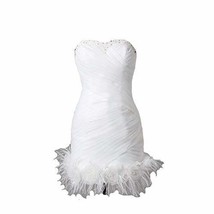 Kivary Women&#39;s Short Little White Beaded Feathers Informal Wedding Prom Cocktail - $108.89