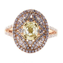 2.06ct Natural Fancy Yellow &amp; Pink Diamond Engagement Ring GIA 18K Solid Gold - £5,987.66 GBP