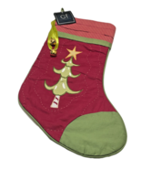 C &amp; F Christmas Stocking # 84W3 2032CC Red Green Embroidered Tree Gold B... - $27.60 CAD