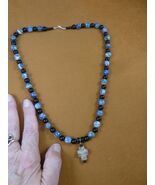 CR510-17 Fairy Stone CHRISTIAN 1 CROSS Lucky Crystal 23&quot; blue Sodalite n... - €76,07 EUR