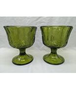 Set Of (2) Vintage MCM Green Glass Bowl Cup Goblet Grape Design 5 1/4&quot; X... - €17,85 EUR