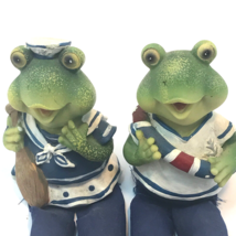 Vintage Boy and Girl Sailor Sea Loving Frog Sitting Sculpture Figurines - £7.91 GBP