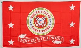 U.S Coast Guard Served With Pride Flag Super Polyester Nylon Flag 3x5 3x5 BEST G - £9.95 GBP