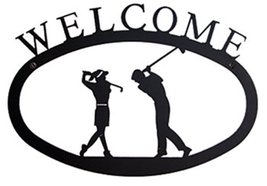 Village Wrought Iron 2 Golfers Welcome Sign - Large - $39.25