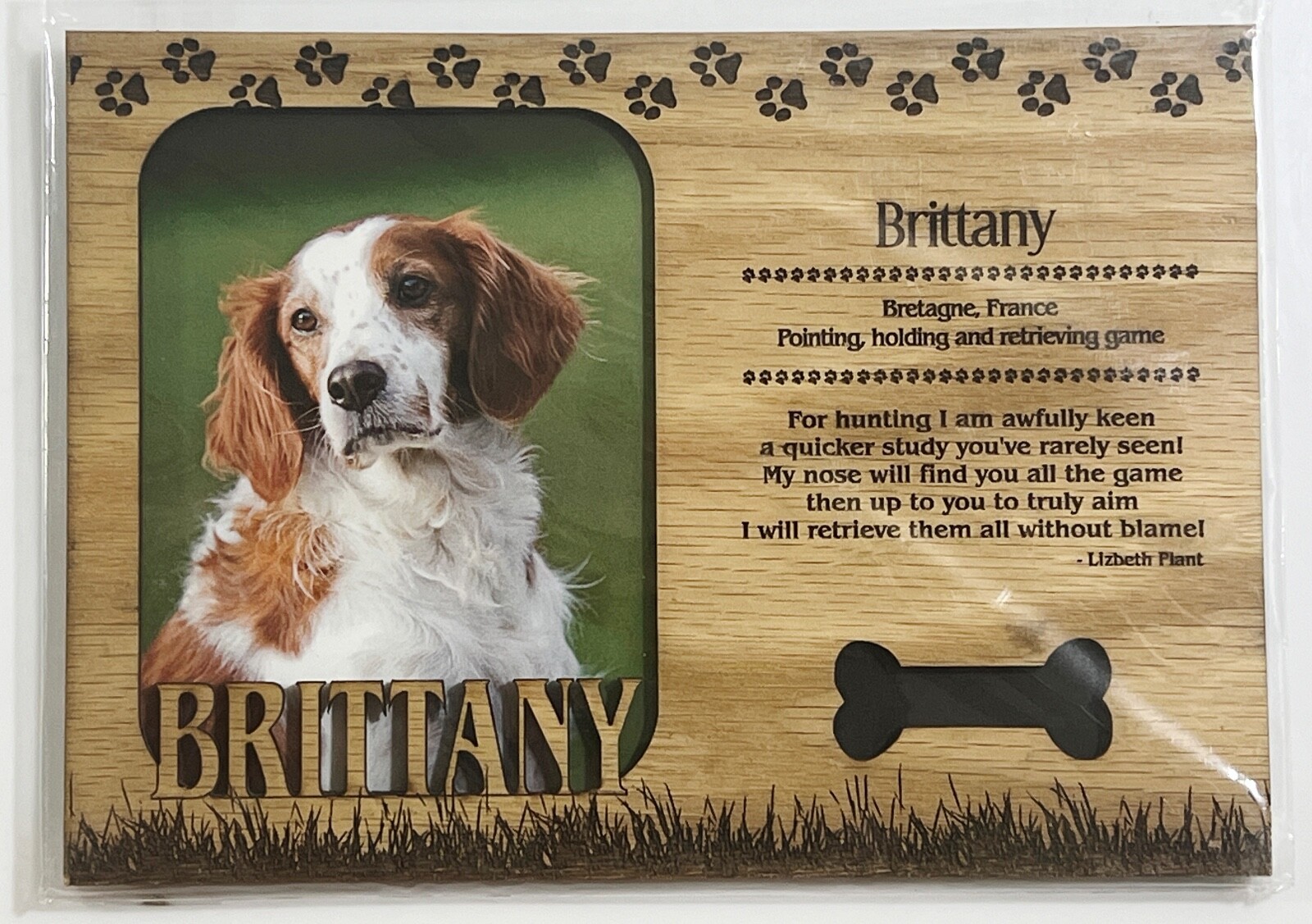 BRITTANY Dog Profile Laser Engraved Wood Picture Frame Magnet - $9.90