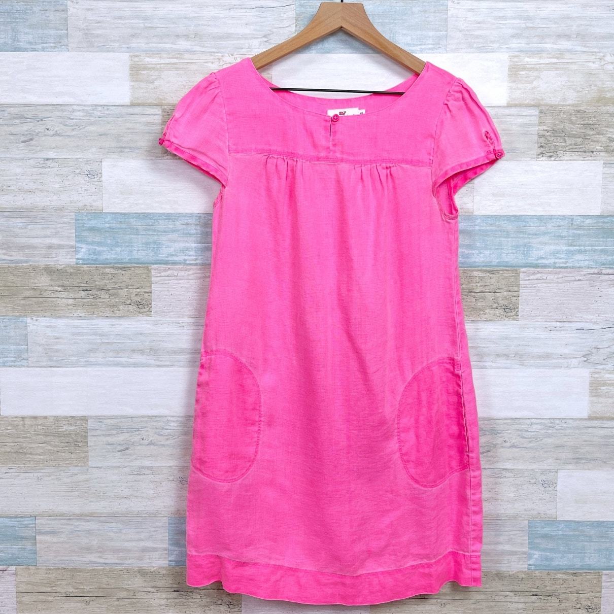 Primary image for Vineyard Vines Linen Side Pocket Shift Dress Pink Short Sleeve Casual Womens XS