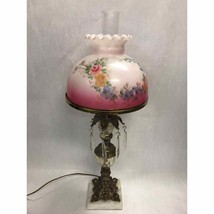 VINTAGE Hurricane lamp converted Electric Pink glass shade Works 26inch tall - £137.99 GBP