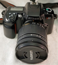 Nikon N60 35mm Film Camera AF Tamron Aspherical 28-200mm lens Padded Case AS IS - $55.00