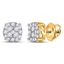 10kt Yellow Gold Mens Round Diamond Cluster Earrings 1/4 Cttw - £224.22 GBP