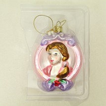 Disney Belle &amp; Rose Beauty Beast Mirror Glass Cristmas Holiday Ornament - $14.65