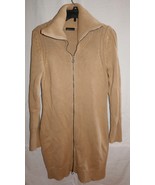 Victoria&#39;s Secret Moda International Tan Chunky Knit Long Zip Sweater Si... - £31.45 GBP