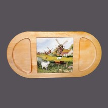 Ter Steege Delfts teak cheese cutting and serving board. Windmills, goats. - £41.55 GBP
