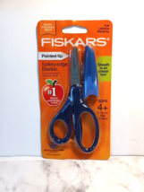 Fiskars antimicrobial handle Pointed Tip 5 inch Kids Scissors Blue with Sheath - £3.18 GBP
