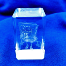 Spongebob Squarepants Laser Etched Crystal Block Paperweight Decor - $22.76