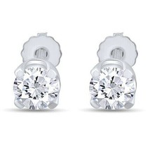 3/4Ct Circonita Cúbica Solitario Tuerca Pendientes 14k Oro Blanco Chapado Plata - £40.41 GBP