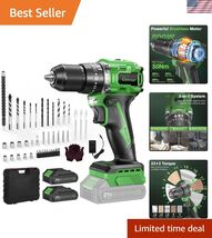 Cordless Hammer Drill 21V with Keyless Chuck, Ergonomic, LED Light &amp; 2 B... - $142.54