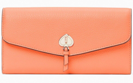 Kate Spade Marti Melon Ball Leather Large Flap Wallet Orange NWT K6402 $249 MSRP - £62.57 GBP