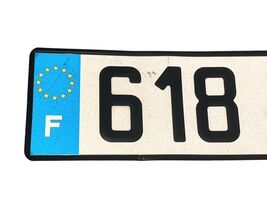 Vintage French License Plate 618 CHC 06 EU France Metal 20.5” image 2