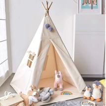 Teepee Tent For Kids Tent Indoor - Natural Cotton Canvas Teepee Tent Kid... - £72.67 GBP