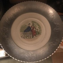 Vintage Farberware Wrought Aluminum 13” bowl w/hand painted inlaid Limoges plate - £12.01 GBP