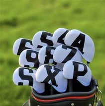 Golf Club Iron 4-9-PASX Head Cover Stretchable Fabric Big Number White Black - £14.02 GBP