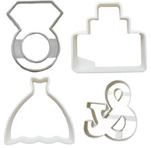 Wedding Bridal Shower Engagement Party Set Of 4 Cookie Cutters USA PR1156 - £7.29 GBP