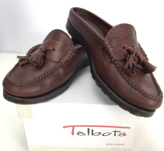 Talbots 5.5 Shoes Slip On Flats Slide Tassel Brown Leather Mule No Back ... - £35.54 GBP