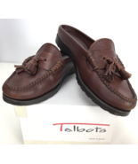 Talbots 5.5 Shoes Slip On Flats Slide Tassel Brown Leather Mule No Back ... - £35.39 GBP