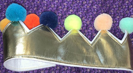 Meri Meri Gold Fabric King Pompon Crown ~ Birthday Party Costume Dress Up Low $ - £20.68 GBP