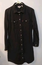 Levi’s Western Denim Black Long Sleeve Pearl Snap Button Shirt Dress Size Small - £26.97 GBP