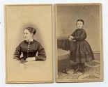 2 CDV Photos by Heddon &amp; Billows Elkhart Indiana Woman and Young Girl - $17.82