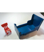 Ikea dollhouse furniture replacement pieces blue bed red chair - £10.16 GBP