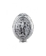 2 5/8&quot; Pure Sterling Silver 2 Sides Crucifixio Resurrection Faberge Egg ... - £100.97 GBP