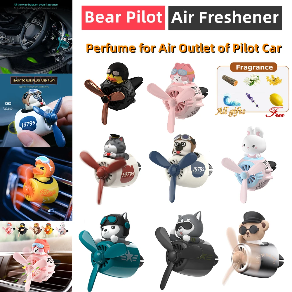 Car Air Freshener Cute Cartoon Pilot Car Interior Perfume Diffuser Outlet - £11.17 GBP+