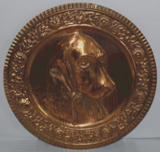 Vintage Copper Tone Pressed Metal Wall Display Plate, Dog, Spaniel, ITALY - $19.27