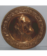 Vintage Copper Tone Pressed Metal Wall Display Plate, Dog, Spaniel, ITALY - $26.38 CAD