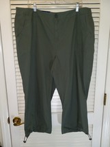 Falls Creek Lightweight Capri Adjustable Hem 20W Green Pockets 100% Cott... - $15.95