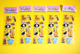 LOT 5x STICKERS SHEETS ANIMALS JUNGLE SAFARI GIRAFFE PANDA ELEPHANT TIGE... - $6.79