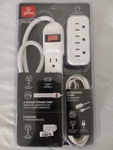 Globe 3-PACK 6 OUTLET VALUE PACK POWER STRIP + 3 OUTLET  &amp; EXTENSION CORD - £9.48 GBP