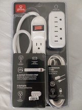 Globe 3-PACK 6 Outlet Value Pack Power Strip + 3 Outlet &amp; Extension Cord - £9.48 GBP