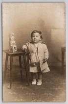 RPPC Darling Boy Gorden With Toy Blocks Photo Studio Postcard O21 - £7.79 GBP