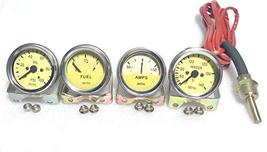 Smiths Replica Kit- Temp +AMP+oil + Fuel Gauges yellow face with chrome ... - £42.92 GBP