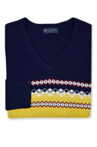 Brooks Brothers Mens Yellow Blue Fair Isle Knit Wool Sweater, XL XLarge ... - £119.86 GBP