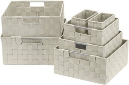 Beige Sorbus Storage Box Woven Basket Bin Container Tote Cube, In Carry Handles. - £34.85 GBP