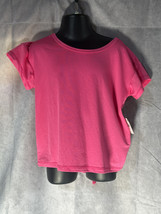 ID Ideology Solid Tie-Back Top Girls 6 Pink Shock Crew Neck Short Sleeve~ - $9.90