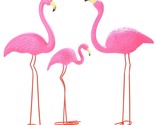 Ohuhu Family Flamingo Yard Ornaments, Set of 3 (32&quot;, 31&quot;, 19&quot;) Bright Pi... - £43.27 GBP