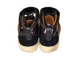 Bally Switzerland Leather High Top Sneakers Black Red Stripe Men’s US 9 Designer image 6