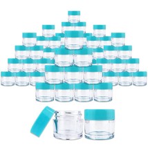 (60 Pcs) 7G/7Ml Clear Plastic Refillable Jars With Teal Lids - £39.32 GBP