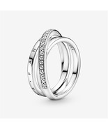 S925 Sterling Silver Crossover Pavé Triple Band Ring,Gift For Her - $27.34 CAD