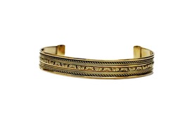 Tribal Ethnic Bracelet, Gold Brass Indian Bangle, Handmade, Banjara Tribe Style - £17.73 GBP